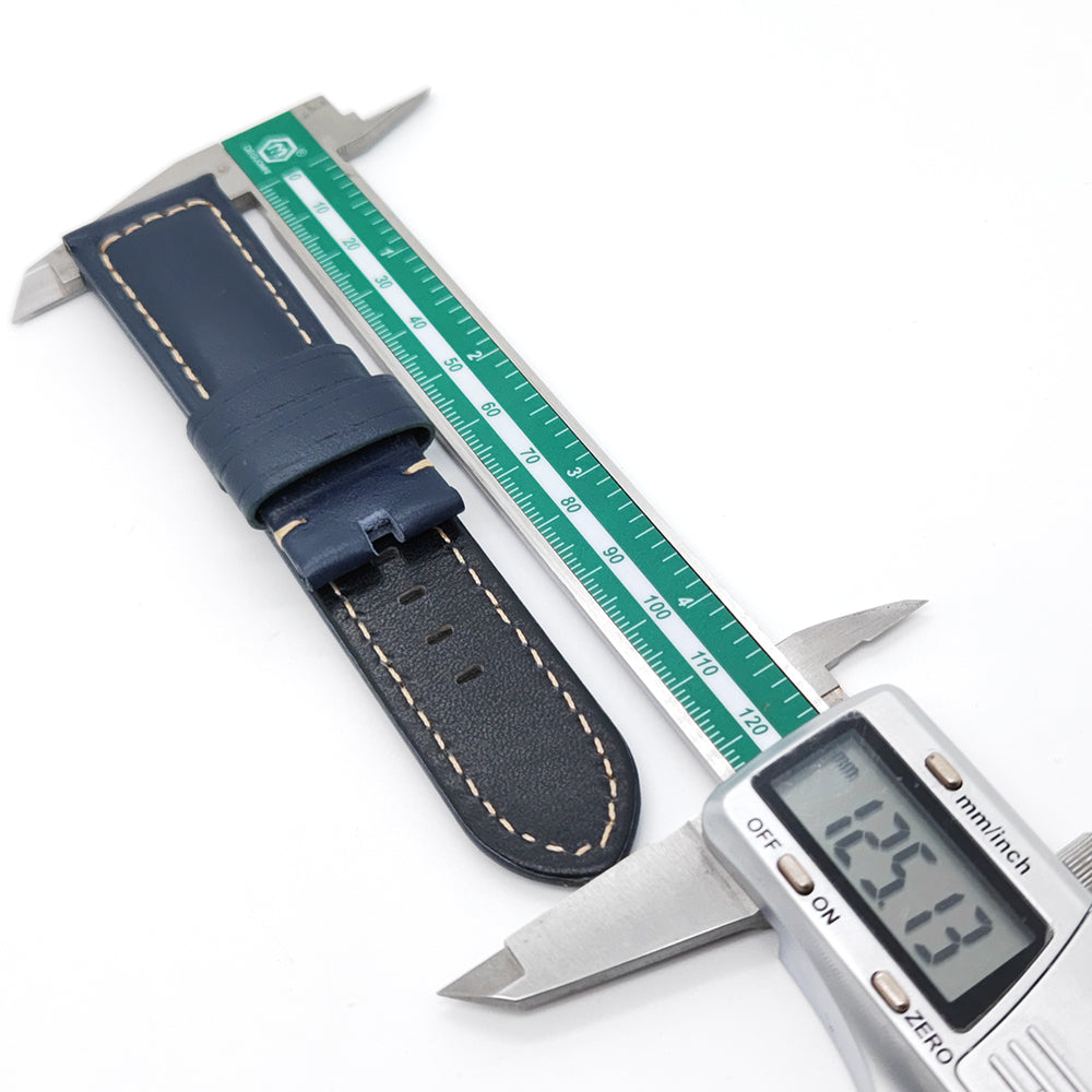 22mm/24mm Dark Blue Waxy Calf Leather Wirst Band Strap for PAM RADIOMIR LUMINOR Watch