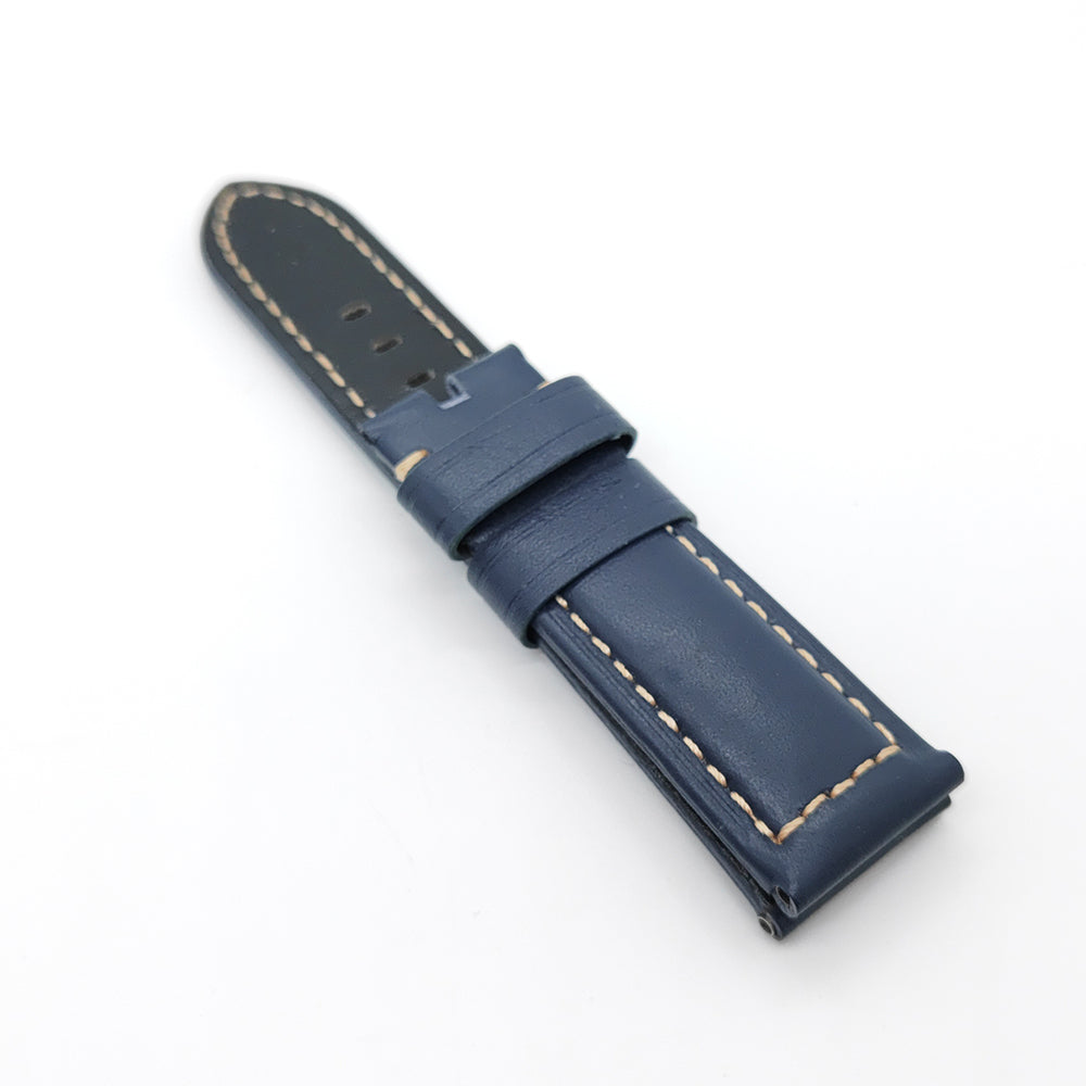 22mm/24mm Dark Blue Waxy Calf Leather Wirst Band Strap for PAM RADIOMIR LUMINOR Watch