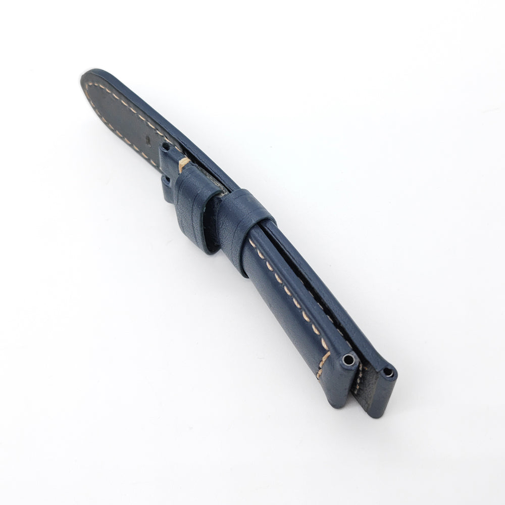 22mm/24mm Dark Blue Waxy Calf Leather Wirst Band Strap for PAM RADIOMIR LUMINOR Watch