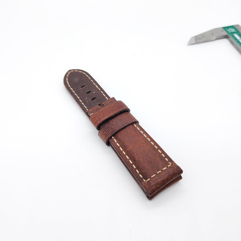 Brown Red Waxy Crack Calf Leather Strap 22mm/24mm for PAM RADIOMIR LUMINOR Watch