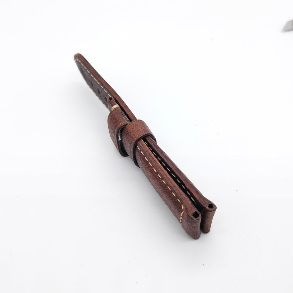Brown Red Waxy Crack Calf Leather Strap 22mm/24mm for PAM RADIOMIR LUMINOR Watch