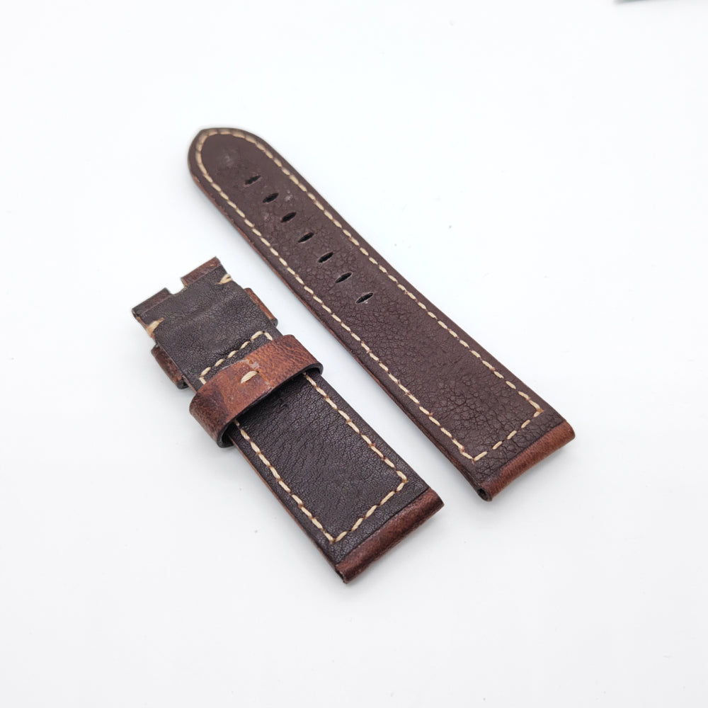 Brown Red Waxy Crack Calf Leather Strap 22mm/24mm for PAM RADIOMIR LUMINOR Watch