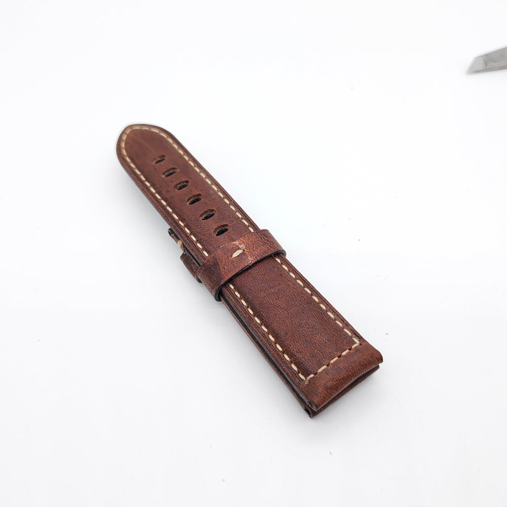 Brown Red Waxy Crack Calf Leather Strap 22mm/24mm for PAM RADIOMIR LUMINOR Watch
