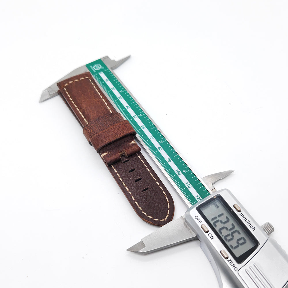 Brown Red Waxy Crack Calf Leather Strap 22mm/24mm for PAM RADIOMIR LUMINOR Watch
