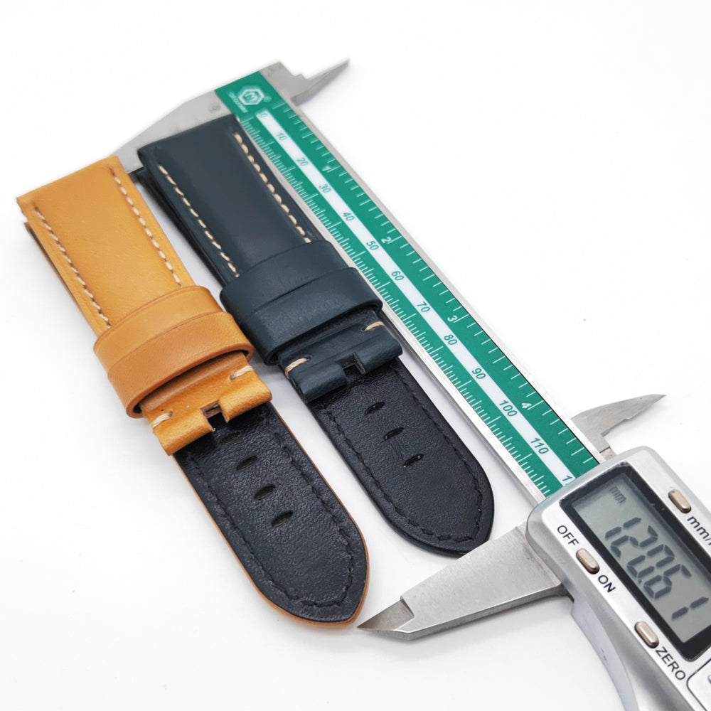Brown Yellow Calf Leather Watch Band Strap 24mm / 22mm Vintage Bracelet For PAM PAM111