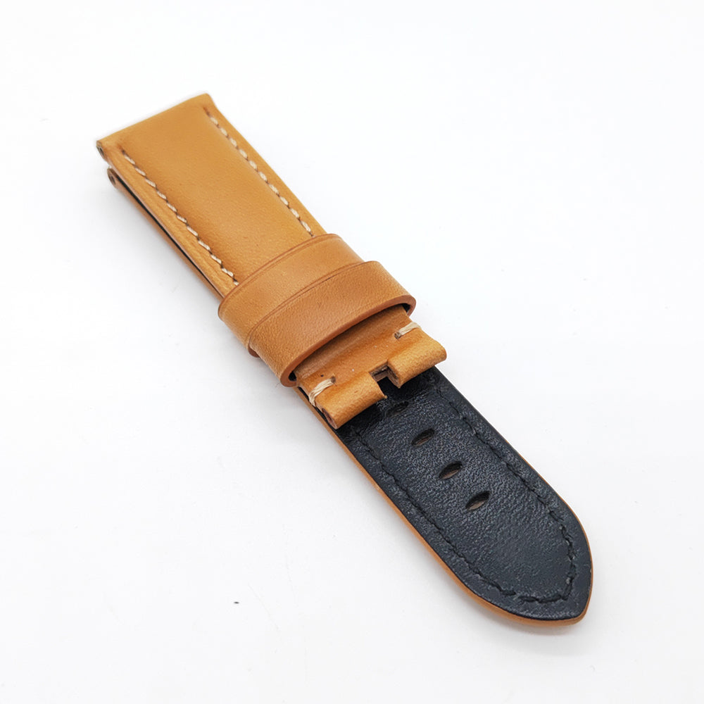 Brown Yellow Calf Leather Watch Band Strap 24mm / 22mm Vintage Bracelet For PAM PAM111