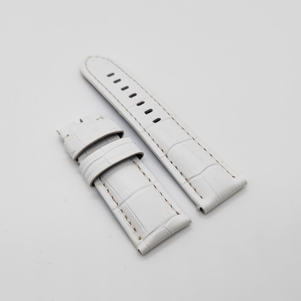 Bamboo Crocodile White Calf Leather Band Strap for PAM LUNMINOR RADIOMIR Watch Band Accessories 24mm/22mm