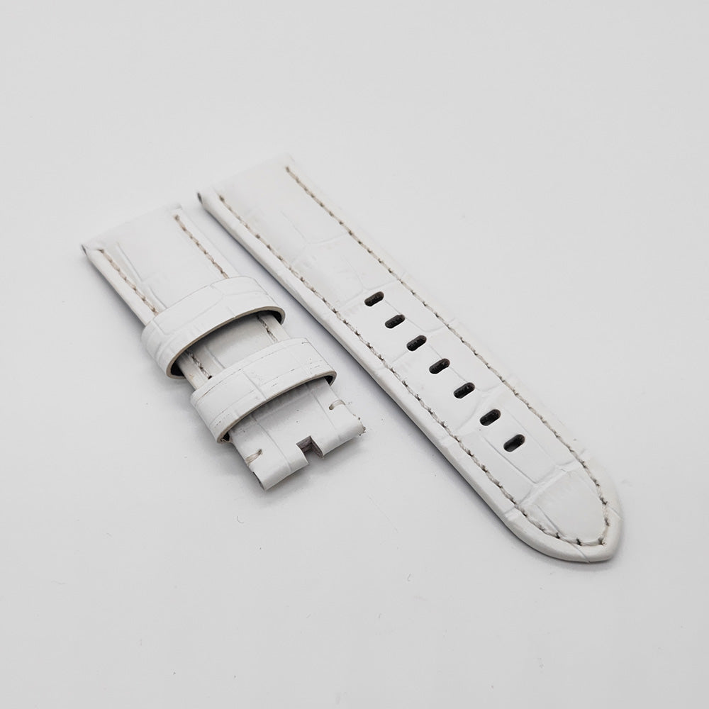 Bamboo Crocodile White Calf Leather Band Strap for PAM LUNMINOR RADIOMIR Watch Band Accessories 24mm/22mm