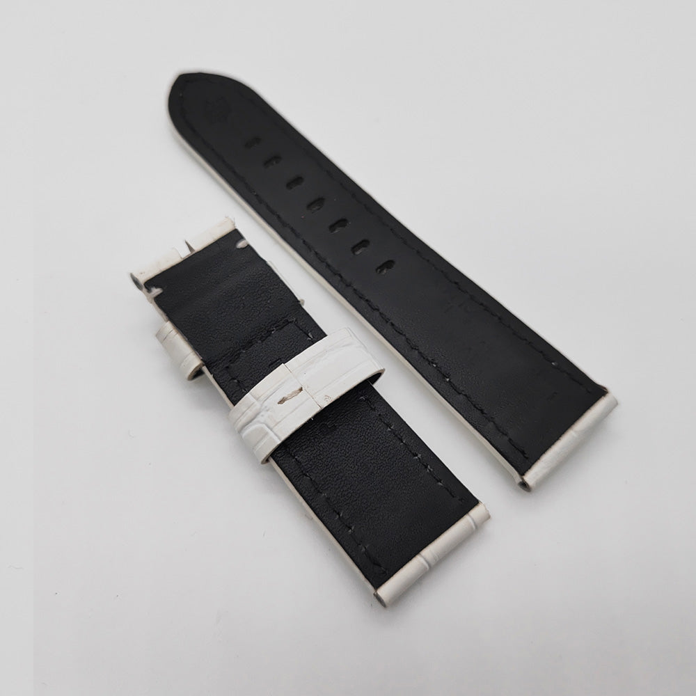 Bamboo Crocodile White Calf Leather Band Strap for PAM LUNMINOR RADIOMIR Watch Band Accessories 24mm/22mm