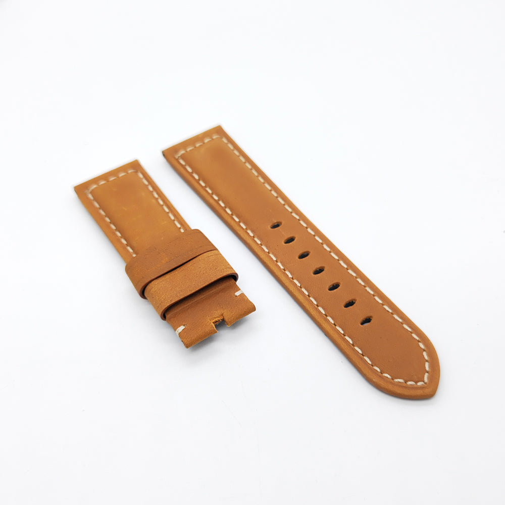 24mm / 22mm Brown Yellow Calf Suede Leather Band Strap for PAM RADIOMIR LUMINOR Watch