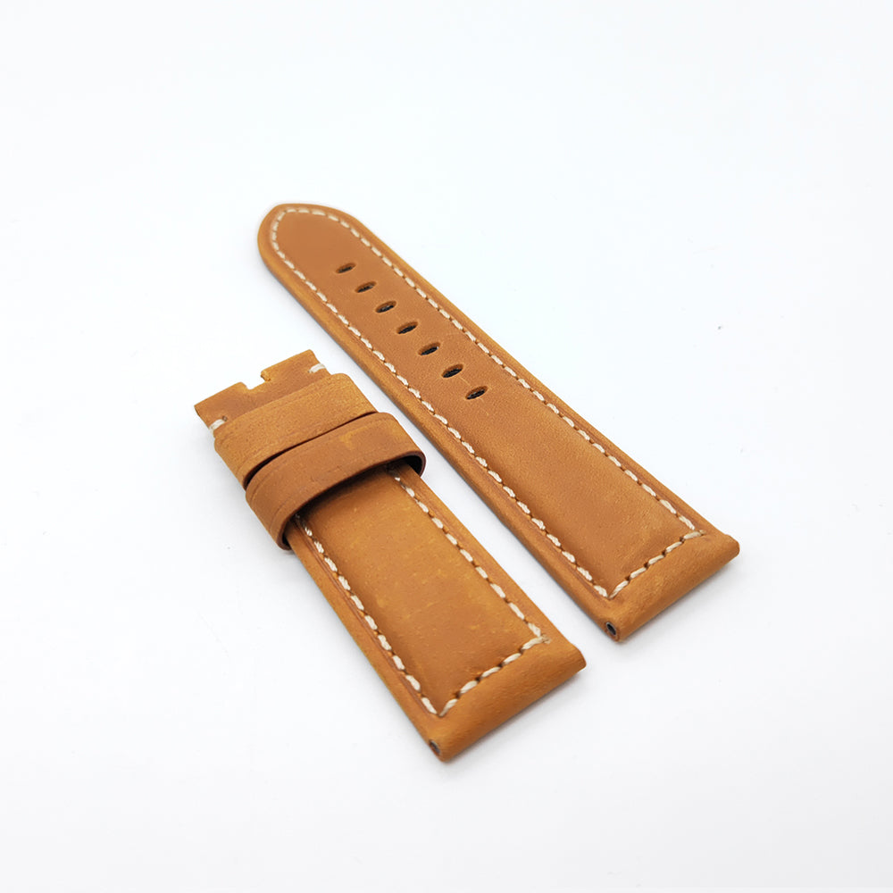 24mm / 22mm Brown Yellow Calf Suede Leather Band Strap for PAM RADIOMIR LUMINOR Watch