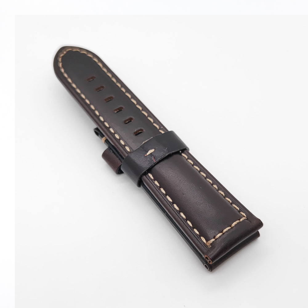 22mm- 24mm Black Red Waxy Calf Leather Strap Bracele Watchband for PAM RADIOMIR LUMINOR