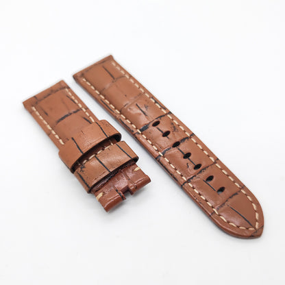 Bamboo Crocodile Pattern Grey Calf Leather Strap  24mm - 22mm for PAM LUNMINOR RADIOMIR