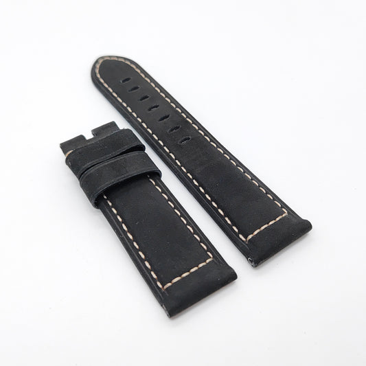 Correa de reloj de piel de becerro esmerilada negra de 24 mm/22 mm para reloj PAM RADIOMIR LUMINOR
